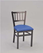 Jail House Chair with blue fabric seat
