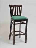 Jailhouse Wood Chair with square bar stool base, mahogany wood finish, and teal vinyl upholstered seat | Seats and Stools 