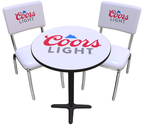 Enhance your brand experience with a custom logo table and chair set from Seats and Stools. Perfect for businesses—imagine your logo displayed on the tabletop and chairs as customers walk in.