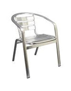 Maria Outdoor Aluminum Stack Chair features a classic ladder-back style, rust proof aluminum finish.
