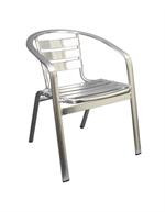 Maria Outdoor Aluminum Stack Chair features a classic ladder-back style, rust proof aluminum finish.