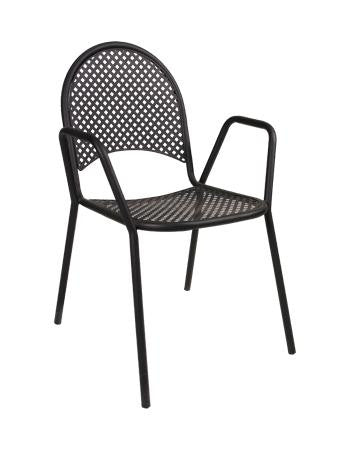 Our Milan Black Metal Outdoor Stack Chair adds a modern aesthetic to your indoor/outdoor home or restaurant seating area. Features include a mesh seat and back, stackable design, durable welded frame with black finish.