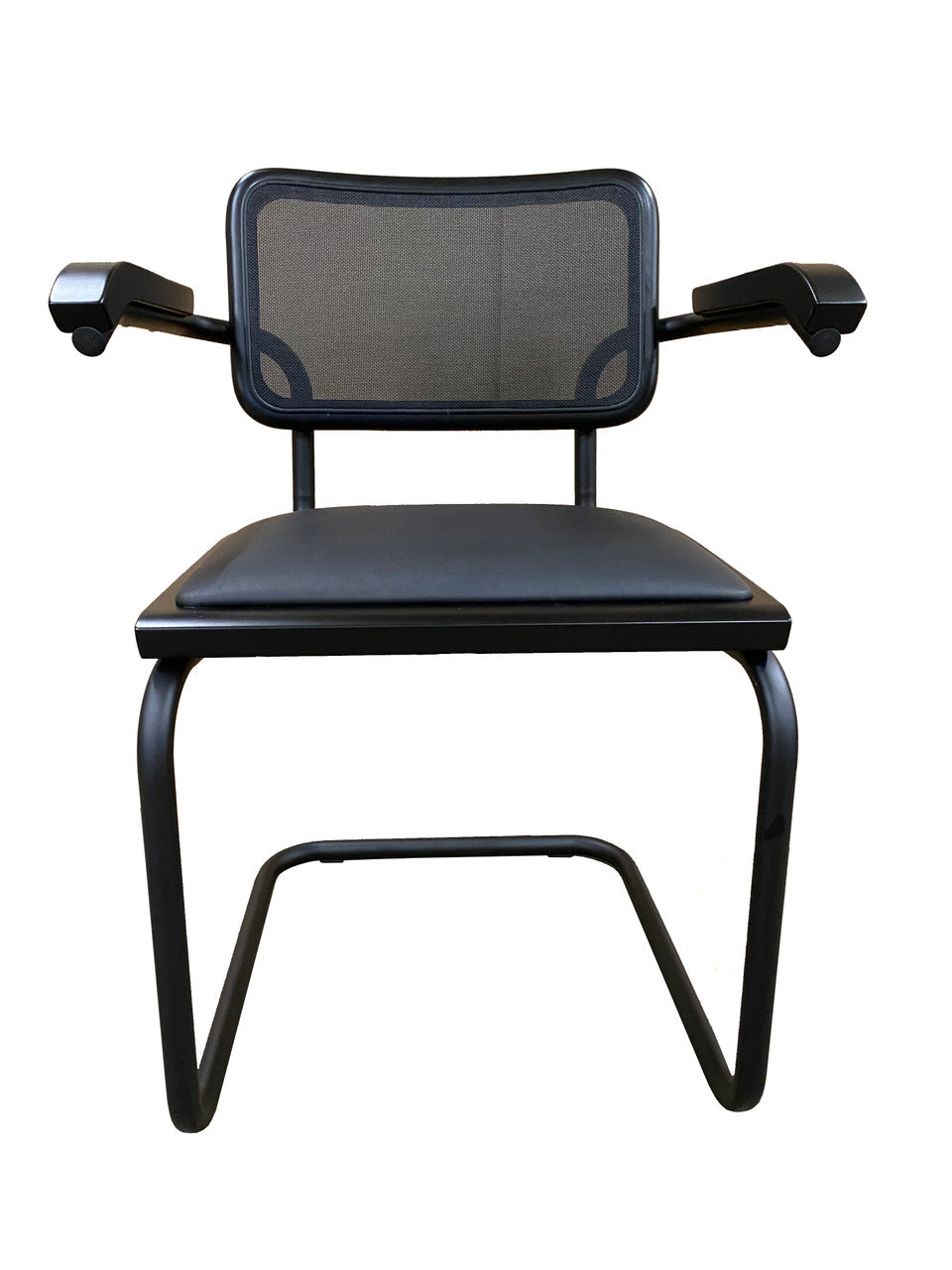 Breuer Novo Nero is Seats and Stools newest Breuer arm chair. We have added the modern mesh back along with a sleek updated matte black frame to transform this classic to new heights.
