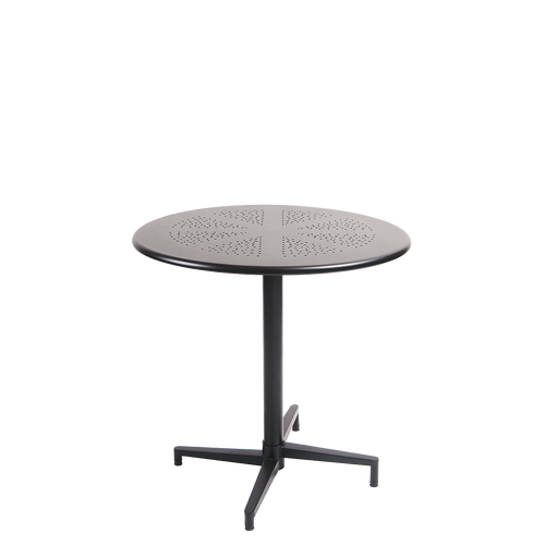 30" round indoor/outdoor metal folding table in black finish.

The perfect aesthetic for your home, restaurant or bar seating area. 