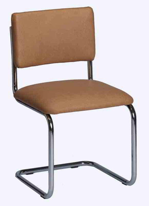 Breuer Chair (no arms) with Breuer Upholstered Seats and / or Backs in Medium Brown vinyl.  