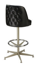 Tufted Mid Height Bucket Stool - 5-legged anodized nickel base (back) | Seats and Stools 