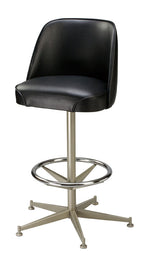 Tufted Mid Height Bucket Stool - 5-legged anodized nickel base (front) | Seats and Stools 