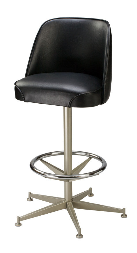 Tufted Mid Height Bucket Stool - 5-legged anodized nickel base (front) | Seats and Stools 