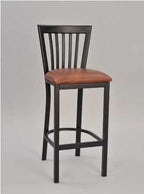 Vertical Metal Chair in bar stool height, with sandtex black frame finish and saddle vinyl upholstered seat | Seats and Stools 