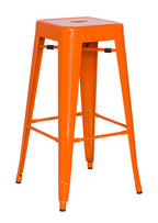 Galvanized Backless Metal Bar Stool in Orange