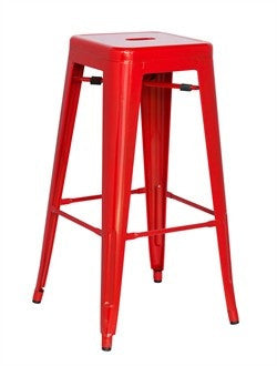 Galvanized Backless Metal Bar Stool in Red