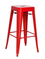 Galvanized Backless Metal Bar Stool in Red