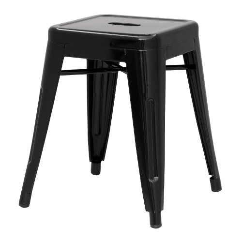 Galvanized Backless Side Chair in Black. 