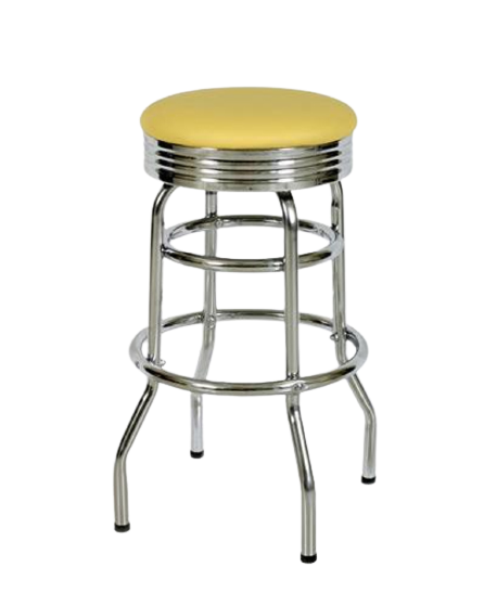 Retro Double Ring Bar Stool with Chrome Band Seat 