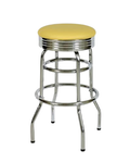 Retro Double Ring Bar Stool with Chrome Band Seat 