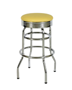 Retro Double Ring Bar Stool with Chrome Band Seat 
