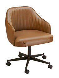 Saddle Bucket Bar Stool - black wheeled base, chair height | Seats and Stools 