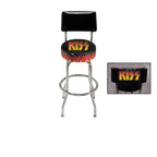 Kiss Band Bar Stool with back, graphics on back of back and seat top