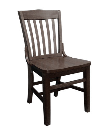 Made from solid beechwood, our Schoolhouse Bar Stool (shown in walnut finish, chair height) is built to withstand commercial use. Available in mahogany, cherry or walnut wood finish. Seat height 17". Also available in chair height. 