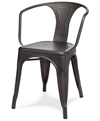 Galvanized Steel Chair with Straight Arm