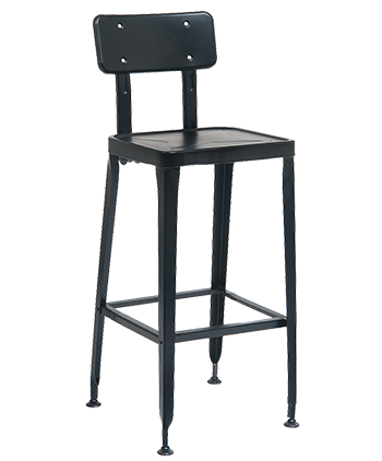 Old School Metal Barstool in Clear Coat Finish Old School Metal Barstool in Clear Coat Finish