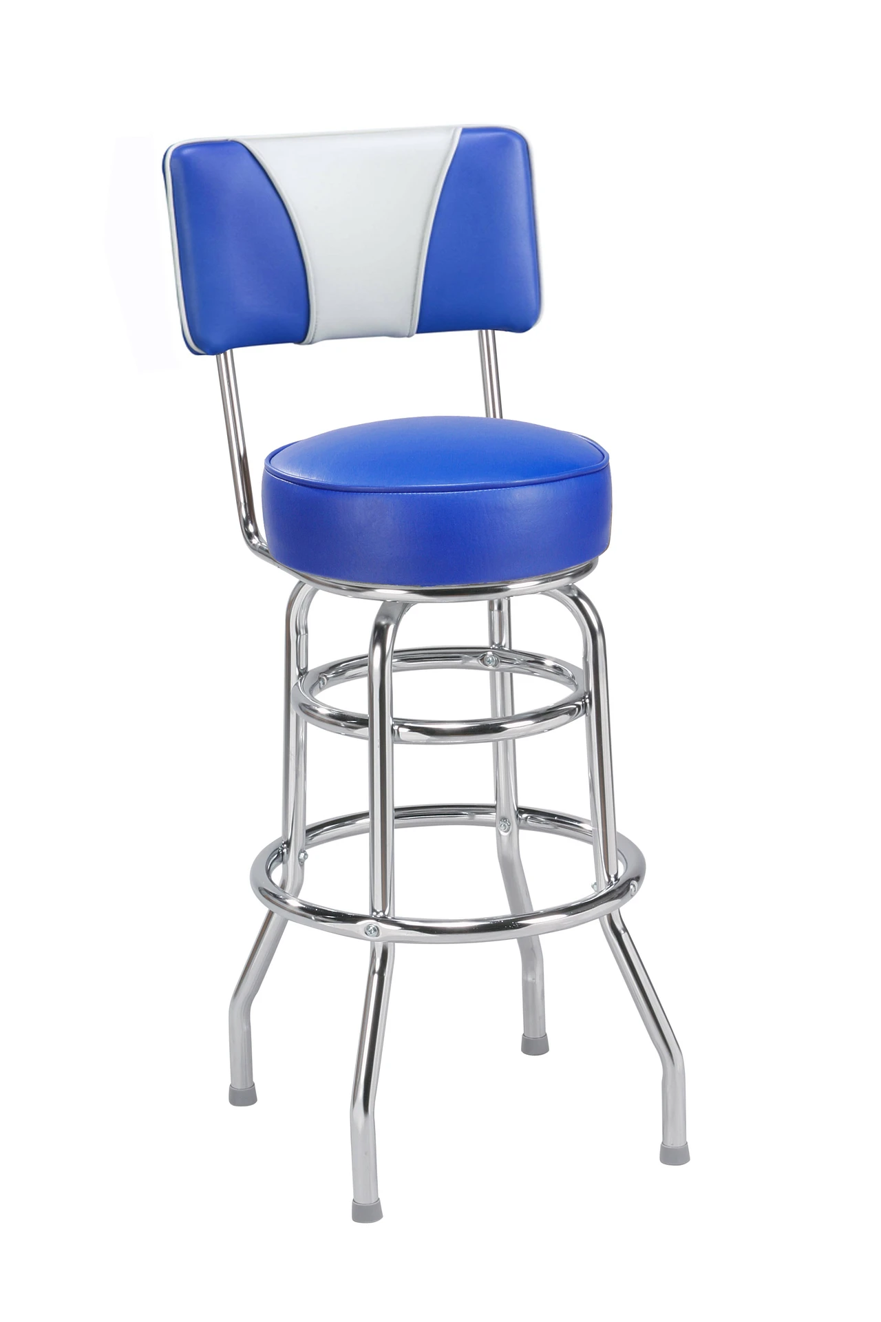 Blue and White Retro Double Ring Barstool