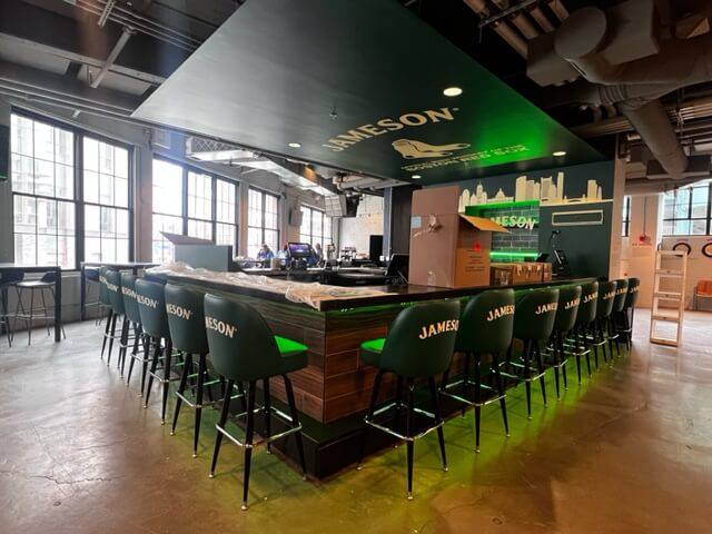 Jameson bar seating at Fenway Park